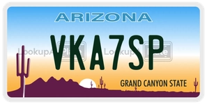 VKA7SP license plate in Arizona