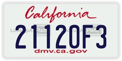 21120F3  license plate in CA