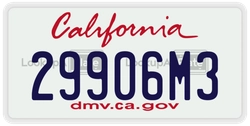 29906M3  license plate in CA