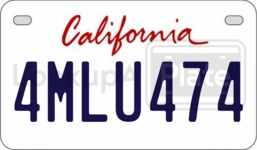 4MLU474 license plate in California