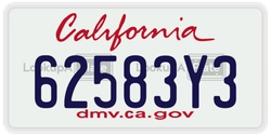 62583Y3  license plate in CA