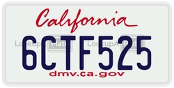 6CTF525  license plate in CA