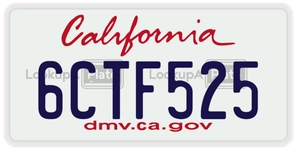 6CTF525 license plate in California