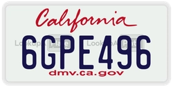 6GPE496  license plate in CA