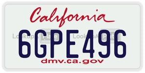 6GPE496 license plate in California