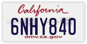 6NHY840 license plate in California