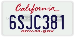 6SJC381  license plate in CA