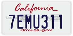 7EMU311  license plate in CA