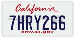 7HRY266  license plate in CA