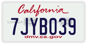 7JYB039 license plate in California