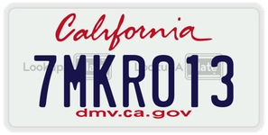 7MKR013 license plate in California