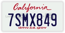 7SMX849  license plate in CA