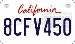 8CFV450 license plate in California