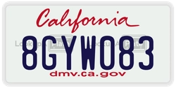 8GYW083  license plate in CA