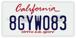 8GYW083 license plate in California
