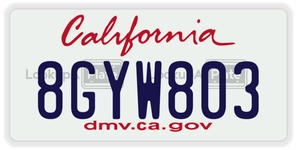 8GYW803 license plate in California