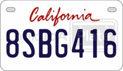 8SBG416  license plate in CA