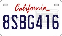 8SBG416 license plate in California