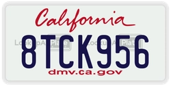 8TCK956  license plate in CA