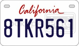 8TKR561 license plate in California