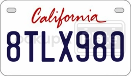 8TLX980 license plate in California