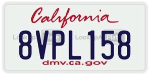 8VPL158 license plate in California