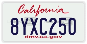 8YXC250 license plate in California