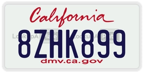 8ZHK899 license plate in California