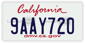 9AAY720 license plate in California