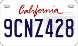 9CNZ428 license plate in California
