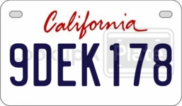 9DEK178 license plate in California