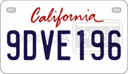 9DVE196 license plate in California