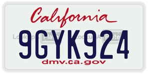 9GYK924 license plate in California