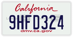 9HFD324 license plate in California