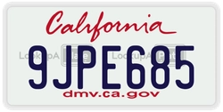 9JPE685  license plate in CA