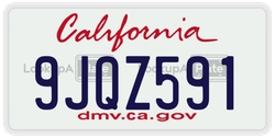 9JQZ591  license plate in CA