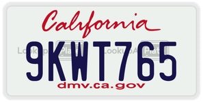 9KWT765 license plate in California