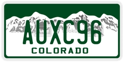 AUXC96  license plate in CO