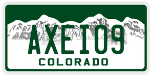 AXEI09 license plate in Colorado