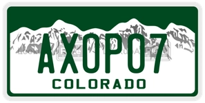 AXOP07 license plate in Colorado