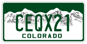 CEQX21 license plate in Colorado