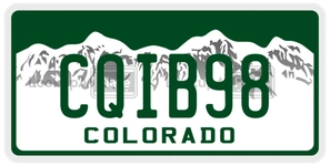 CQIB98 license plate in Colorado