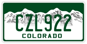 CZL922 license plate in Colorado