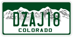 DZAJ18  license plate in CO
