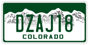 DZAJ18 license plate in Colorado