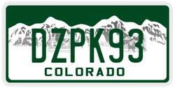 DZPK93  license plate in CO