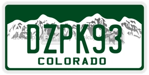 DZPK93 license plate in Colorado
