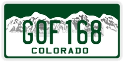 GOF168  license plate in CO