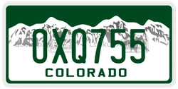 OXQ755  license plate in CO