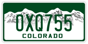 OXQ755 license plate in Colorado